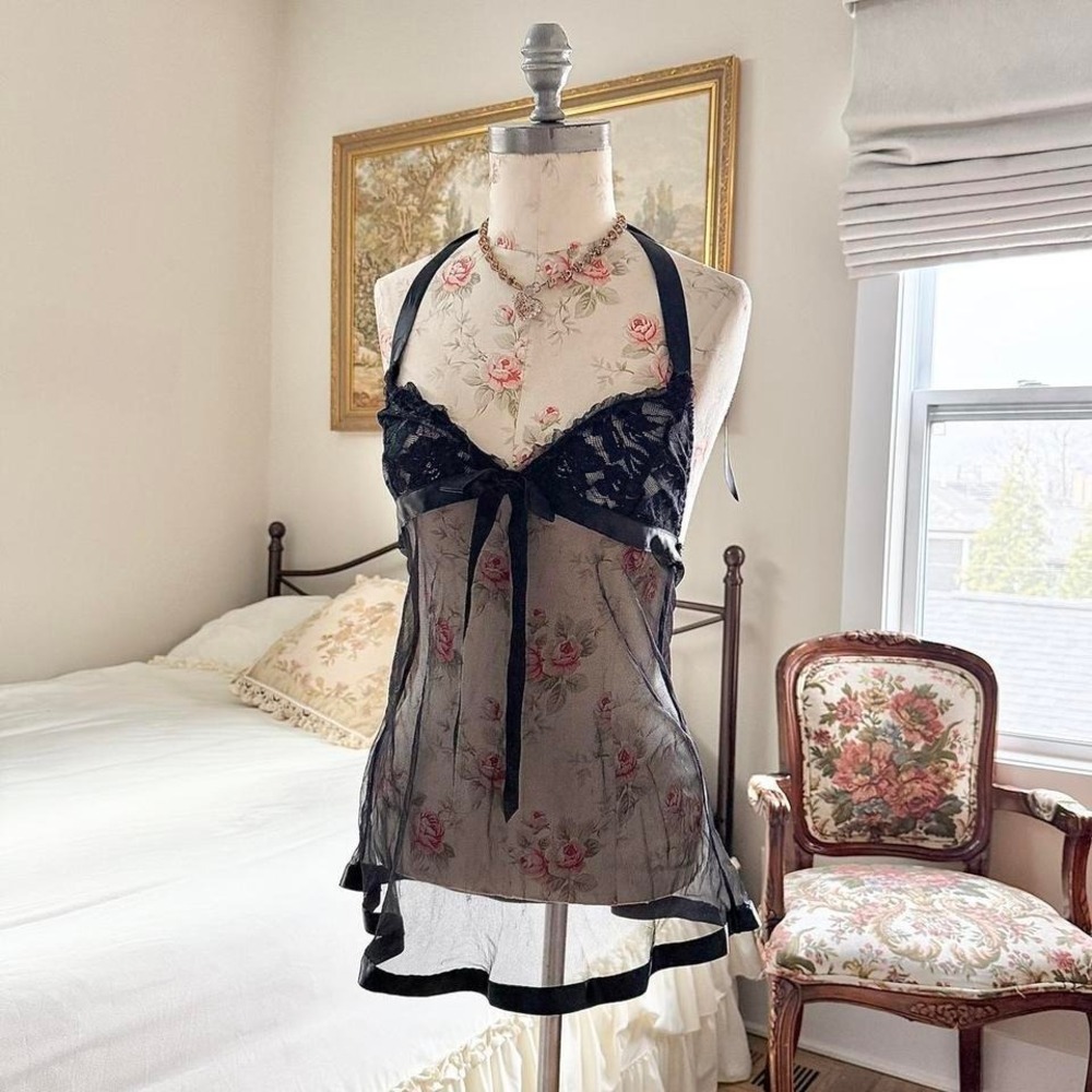 y2k fredericks of hollywood black babydoll size medium